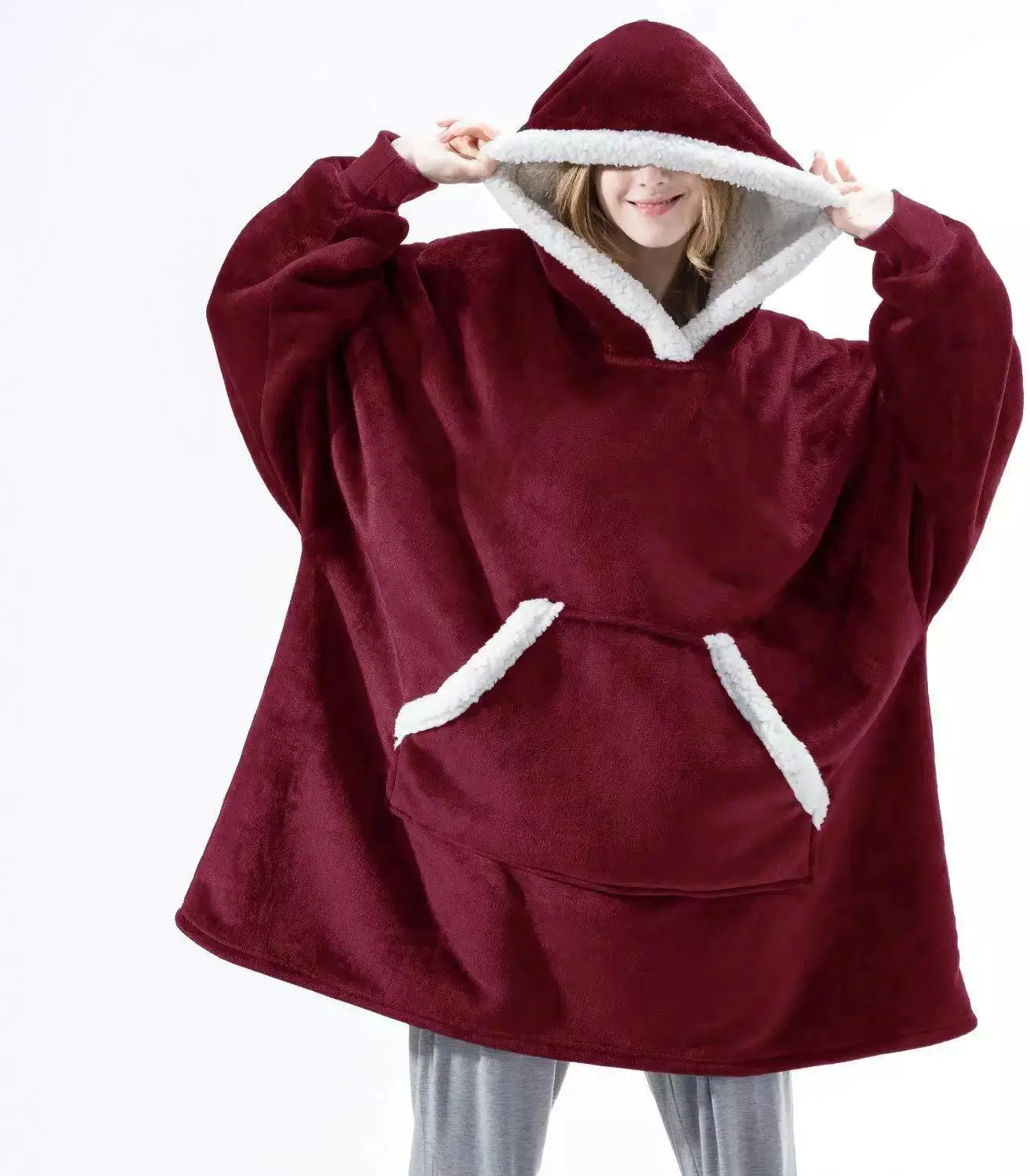

Oversized Hoodies Sweatshirt Women Winter Hoodies Fleece pijamas Blanket With Sleeves Pullover Plaid Capuche Hoody Sweatshirts