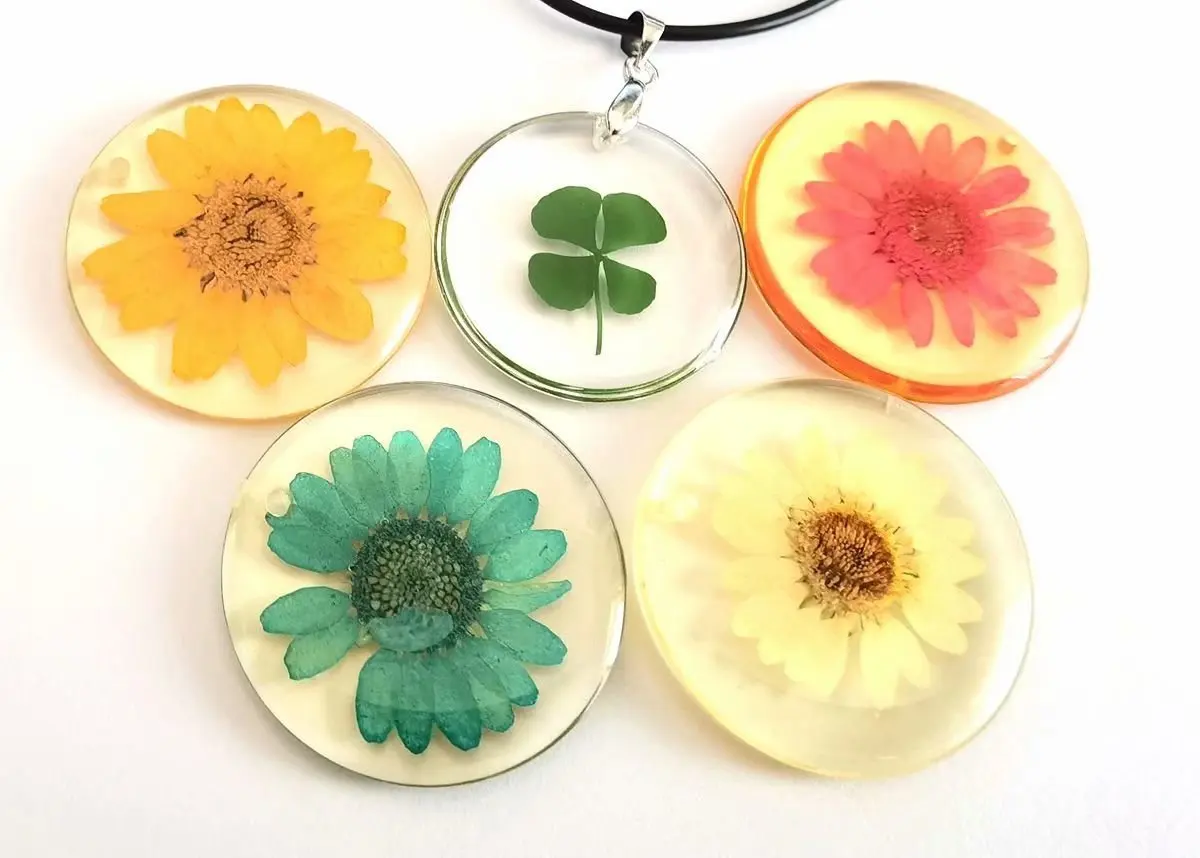 

10 pcs fashion pendant real four leaf clover sun flower jewelry