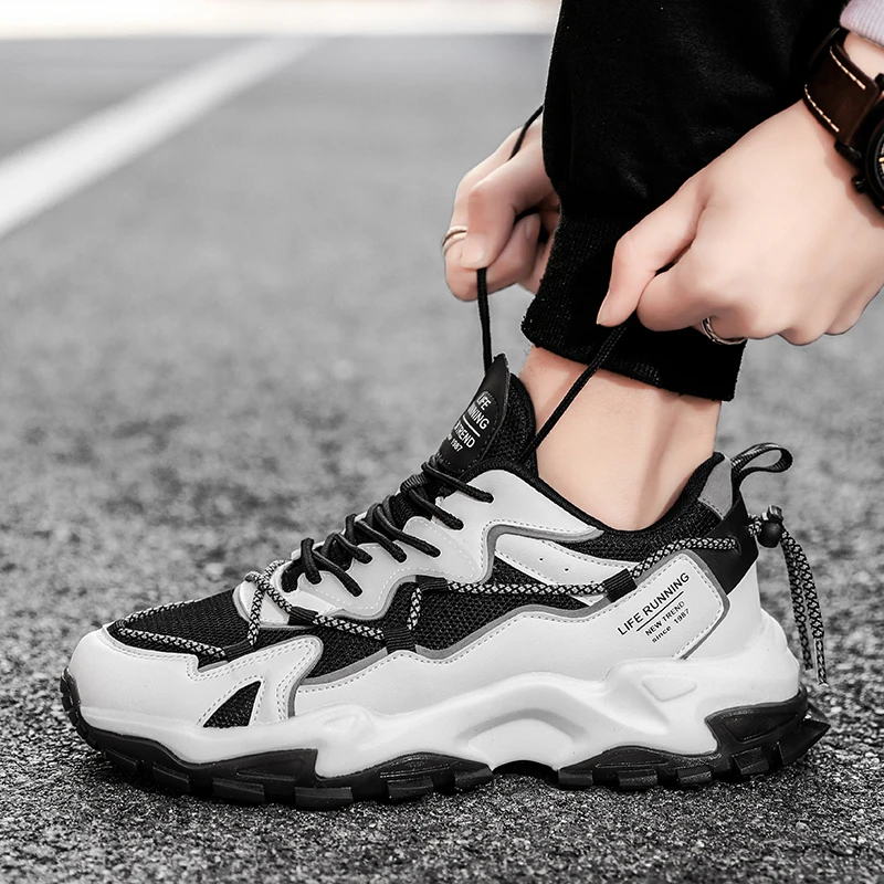 

Men's Vintage Casual Shoes Breathable Comfortable Outdoor Sports Shoes Rubber Platform Height Increasing Walking Shoes