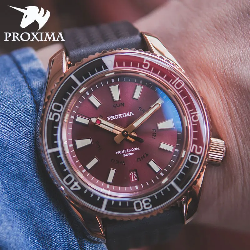 

Proxima 2021 New Fashion Men's Watch Bronze Business Automatic NH35 Mechanical Sports Clock Sapphire Men's Diving Watch PX1684