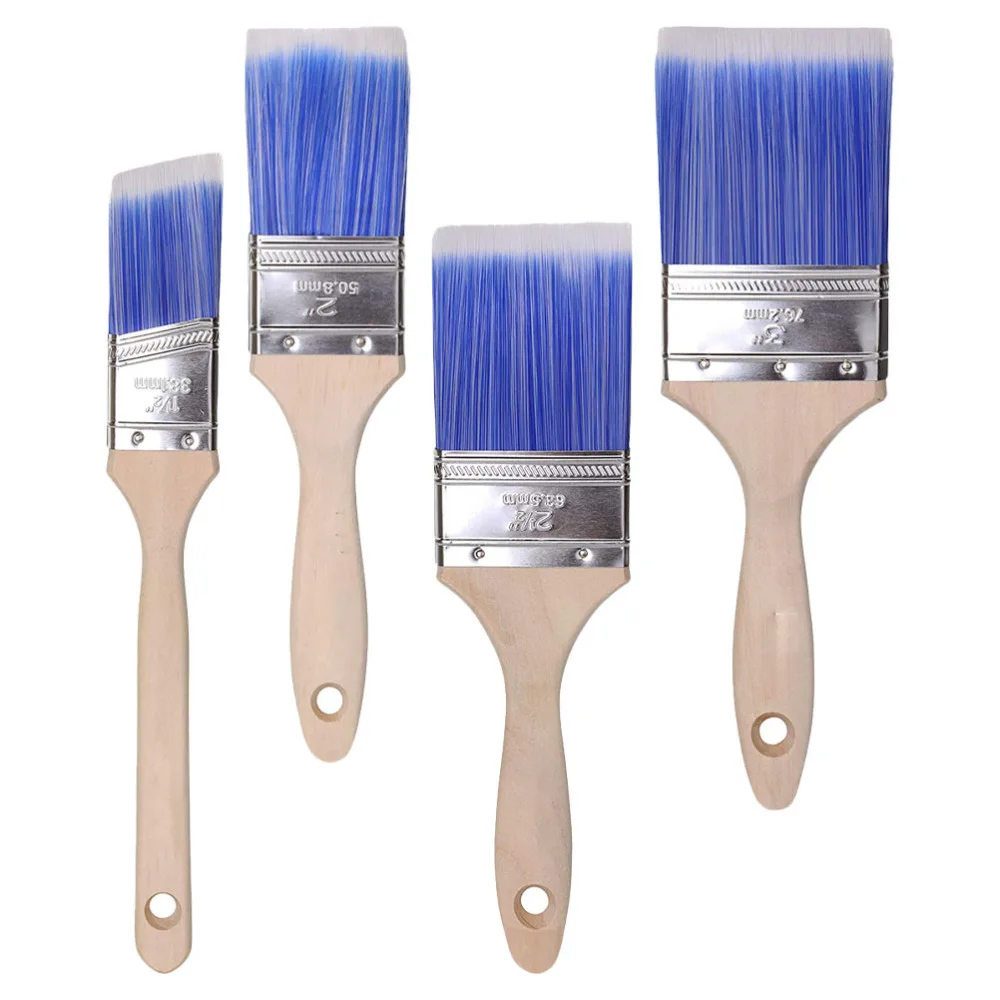 

4Pcs Wooden Handle Brush Painting Brushes Oil Brush Multi-purpose Brush