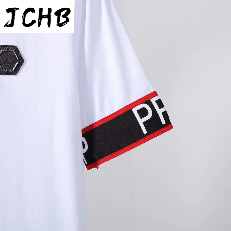 

Men Brand Italian Round Neck Short Sleeve Fashion PP Tops Plein Men's Cotton T-shirt Street Hip-Hop Hombre manga corta