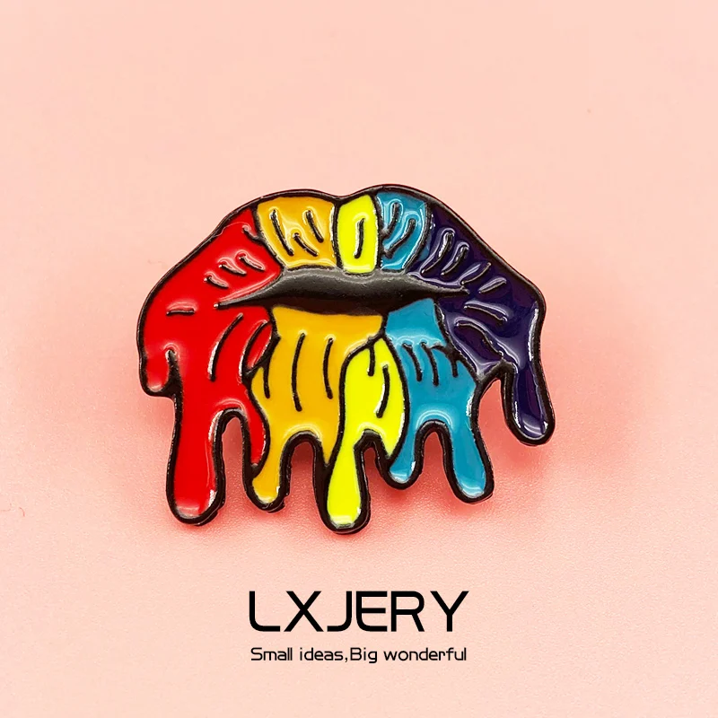 LXJERY Мультяшные красочные рот губы эмалевые булавки значки на рюкзак увеличенные