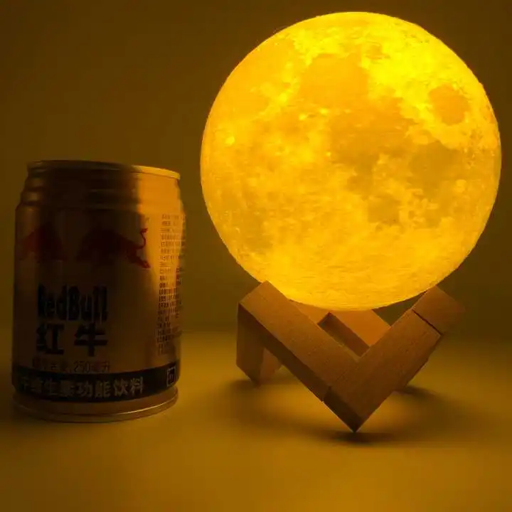 12cm Rambery Moon Lamp 3D Printing Night Light Rechargeable 3 Color Faucet Lights 16 Color Changing Remote Control Lamp LED Moon Sun - Цвет: 12cm