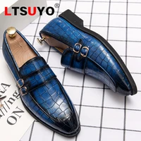 mens leather crocodile pattern casual shoesfashionable formal wear large size mens shoeshigh end office business mens shoes