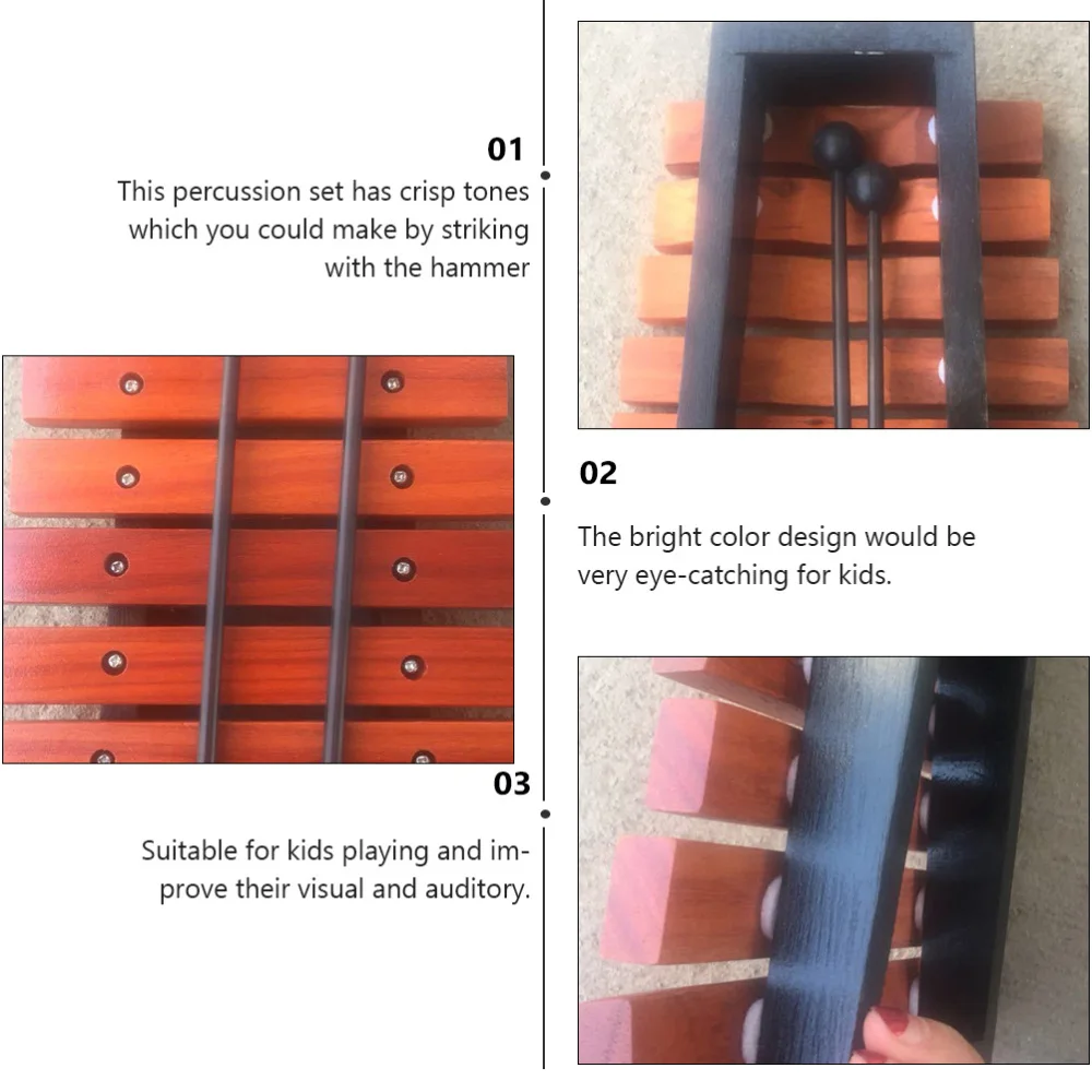 

1 Set of Wooden Educational Percussion Funny Hand Knocking Piano