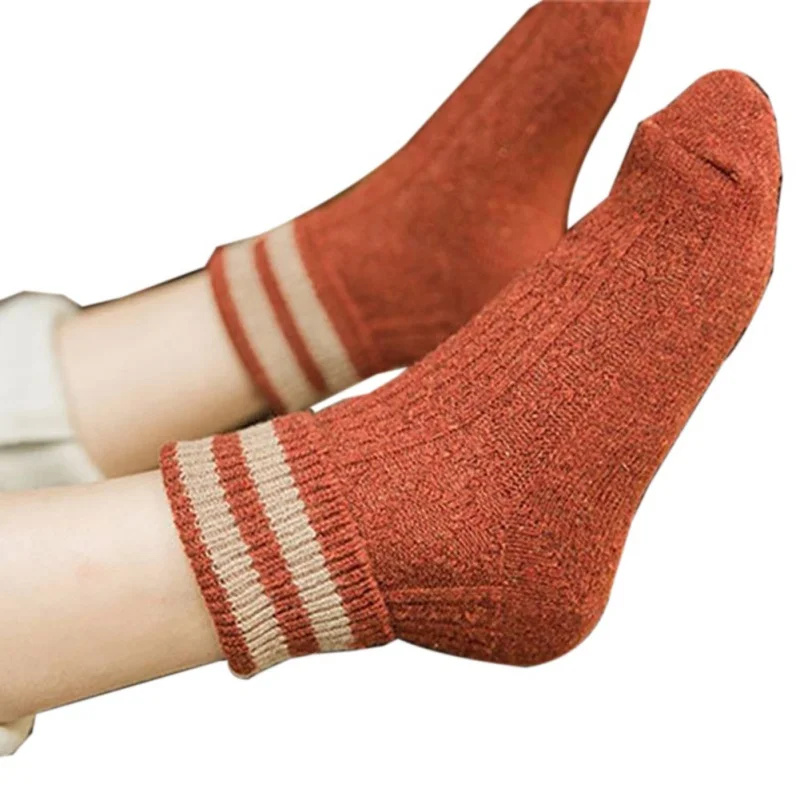 Женские осенне зимние походные носки для велоспорта полосатые мягкие удобные