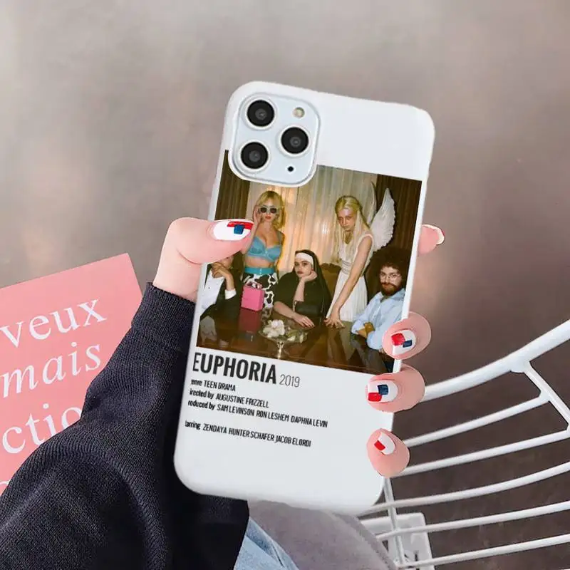 

American TV Series Euphoria Phone Case White Candy Color for iPhone 6 7 8 11 12 s mini pro X XS XR MAX Plus