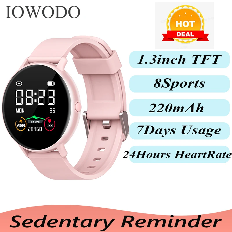 

IOWODO R2 Smart Watch Men Women Heart Rate Monitor Fitness Tracker Pedometer 5ATM Waterproof Sport Watch For iOS Android Phone