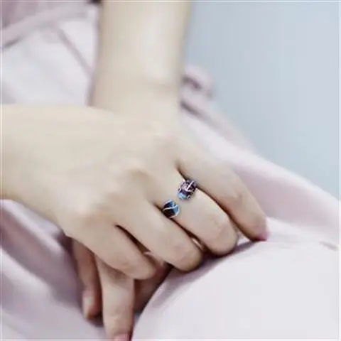 

[Koi]} Ring Female Sterling Silver Vintage Silver Jewelry Ethnic Style Enamel Handmade Ornament Opening Small Goldfish Ring