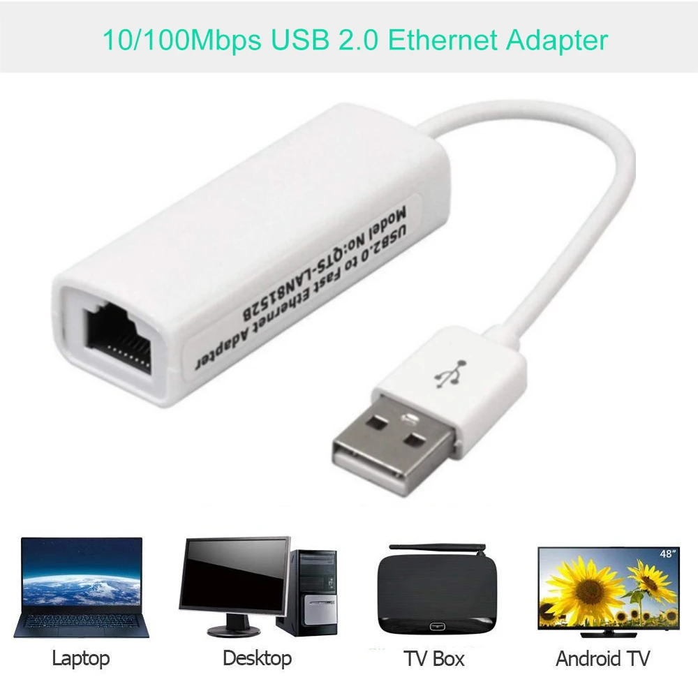 USB Ethernet адаптер Сетевая карта Lan Проводные сетевые адаптеры к RJ45 10/100 Мбит/с без