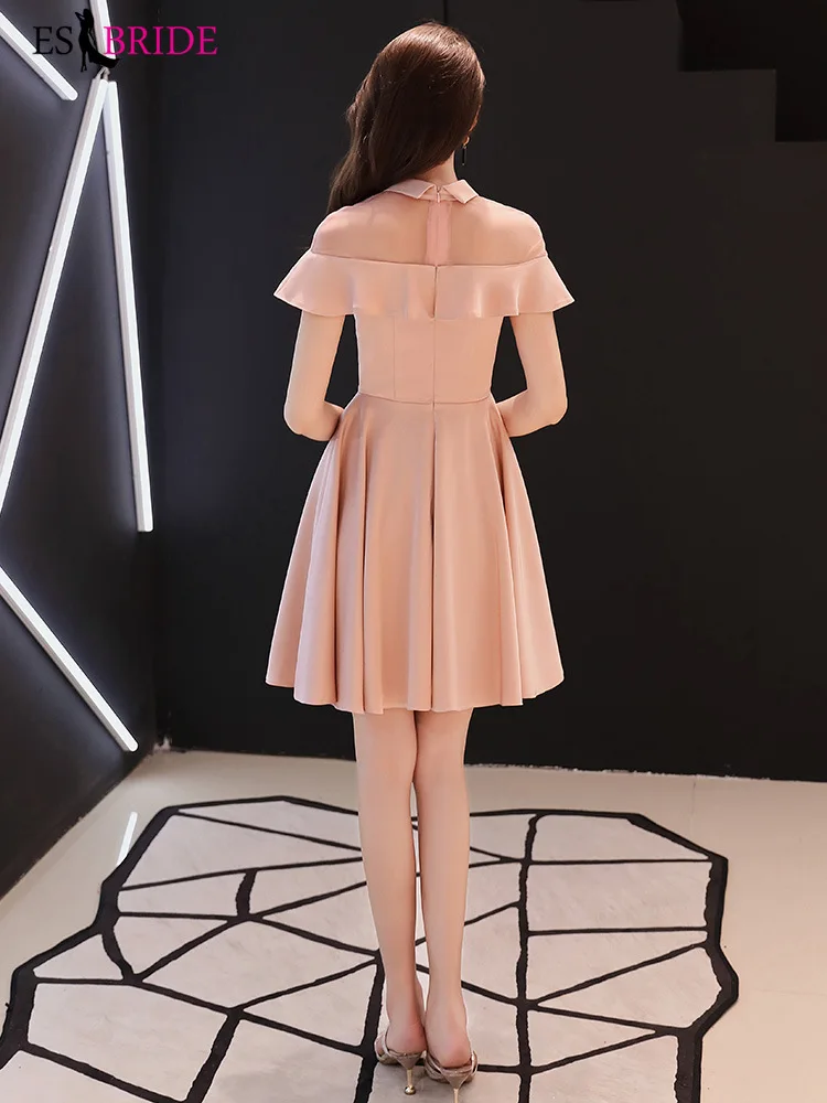 

Sexy Cocktail Dresses ES3206 Ruffles Illusion High Collar Above Knee Student Party Homecoming Dresses Vestidos Para Coctel