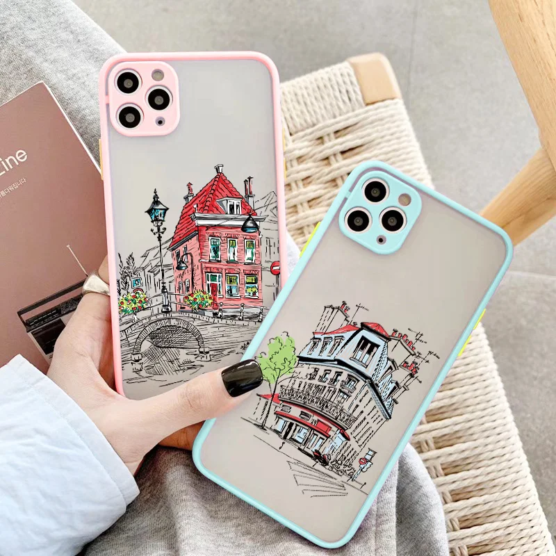 Travelling world travel Street painting Color Phone Case For Iphone 11 14 12 13 Pro Max 6S 7 8 PLUS SE2 X XS MAX XR Hard Cover