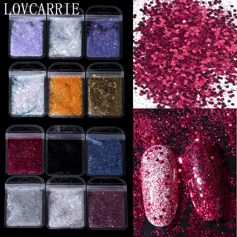 Объемные блестящие ногти LOVCARRIE лазерная блестящая косметика для лица пыль