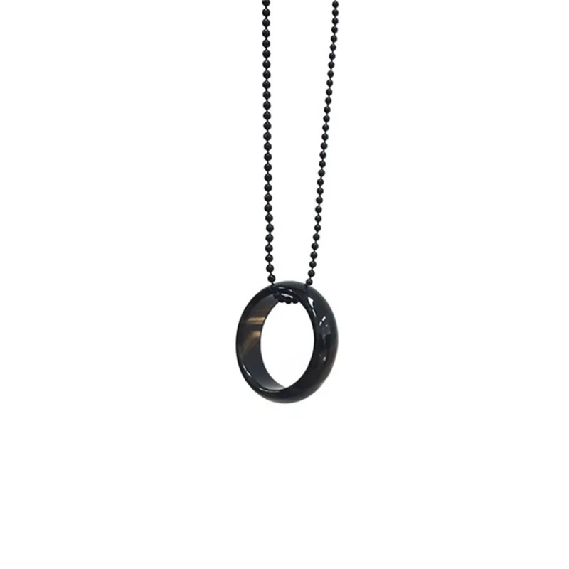 

Creative Men and Women Couple Models Simple Ring Pendant Hip Hop Black Necklace Party Jewelry Wholesale