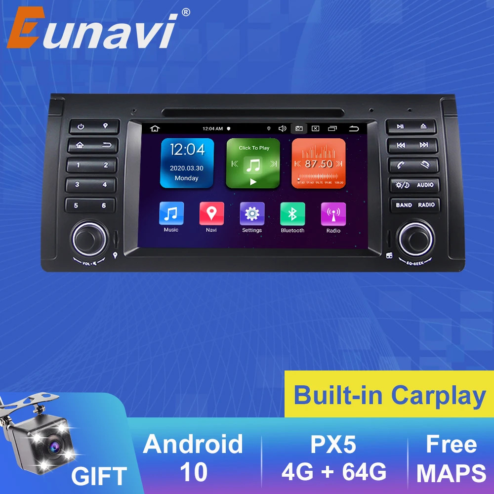 

Eunavi One 1 Din 7 ''Android 10 автомобильный dvd-плеер для BMW E53 E39 X5 четырехъядерный Авто радио мультимедиа аудио DSP TEF7708 4G WIFI RDS