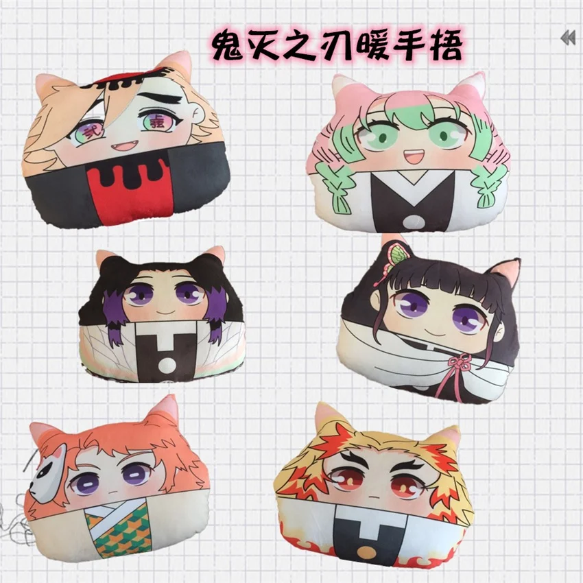 

Takerlama Demon Slayer Kimetsu No Yaiba Anime Pillow Winter Hand Warmer Tanjiro Nezuko Figure Pillow Stuffed Plush Doll Cushion