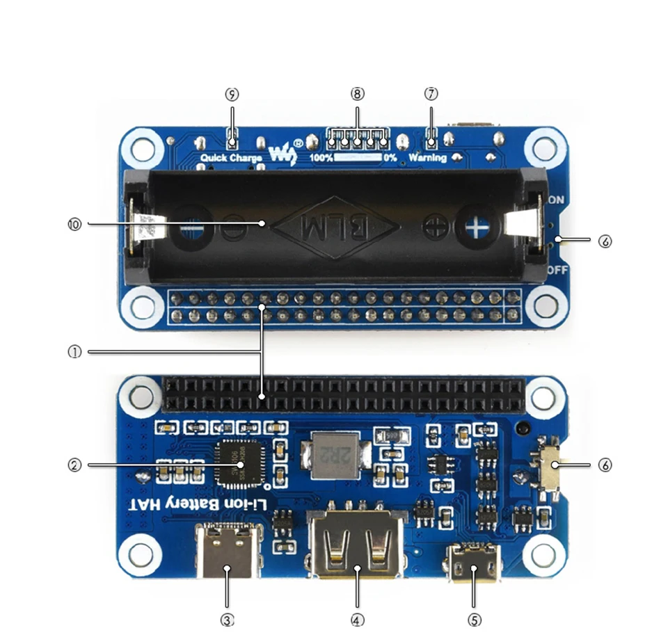 Raspberry Pi 4B 3 B/B+ плата расширения литиевой батареи нулевого поколения модуль 5V Мобильная мощность