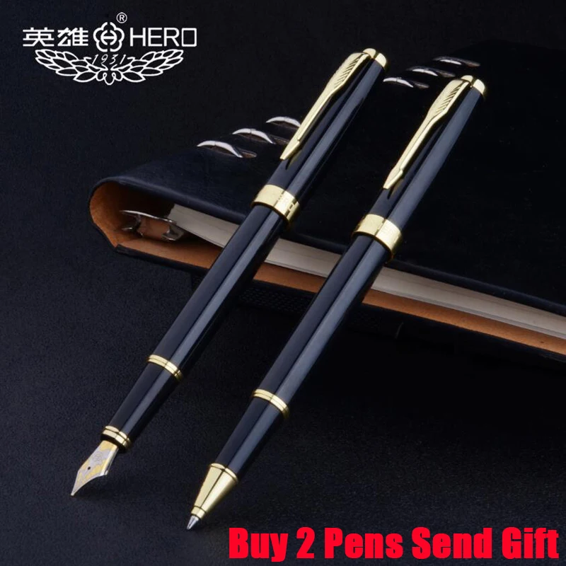 

Classic Design Hero 1502 Sonnet Shape Metal Ink Fountain Pen Office Business Men Writing Pen Buy 2 Pens Send Gift