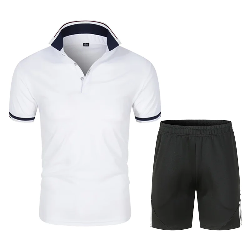

Summer Men's Polo Shirts Sets 2021 Casual Tracksuit Fashion Male Brand Business Golf Polo Shirt Mens Clothing 2 Pieces Sweatsuit
