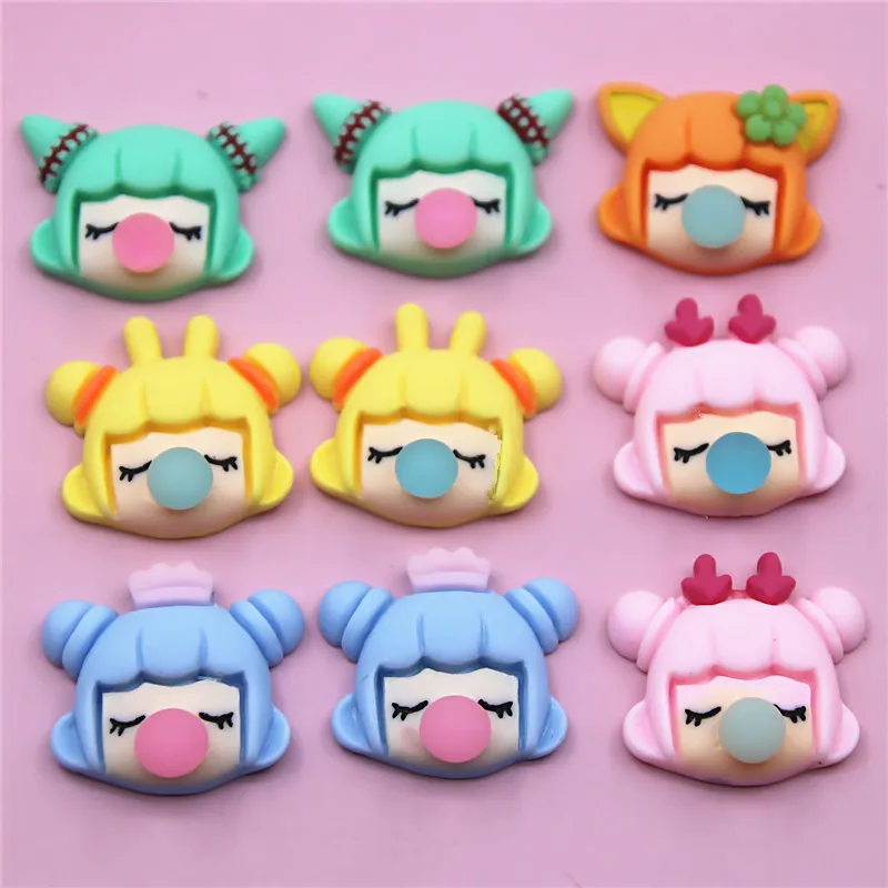 10pcs Kawaii Cute Mini Bubble Blowing Girl Resin Flatback Art Supply Decoration Charm Craft Decoration Accessories