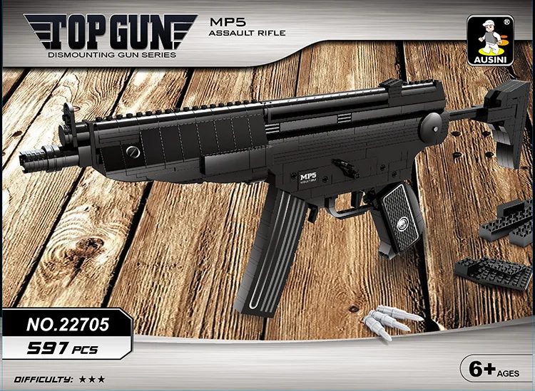 Модель пистолета UKBOO MP5 597 шт. конструктор военное оружие классические