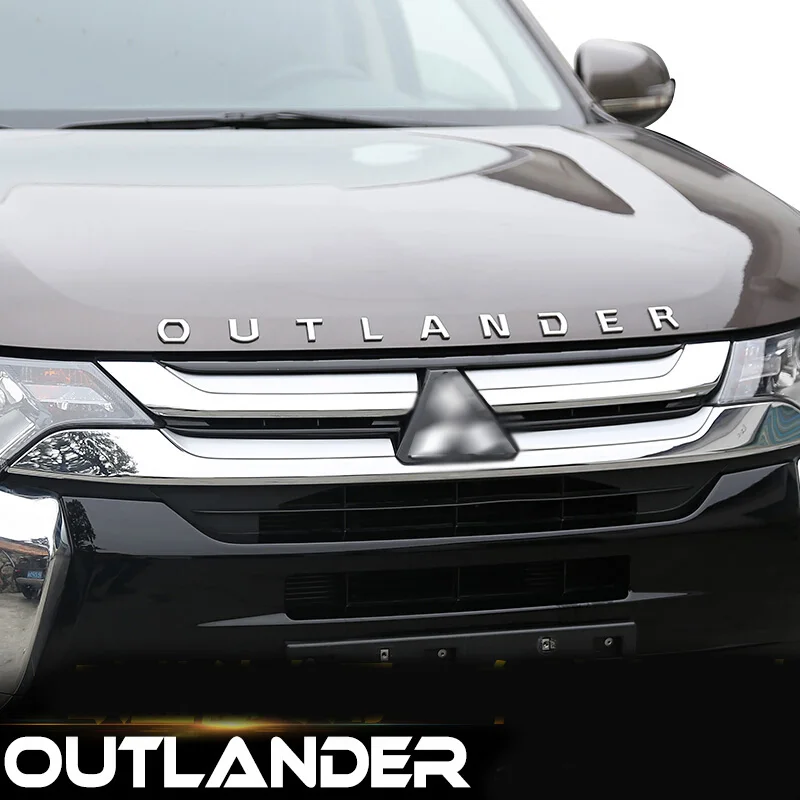 Черные 3D буквы эмблема капюшона логотип значок для Mitsubishi Outlander хромированные