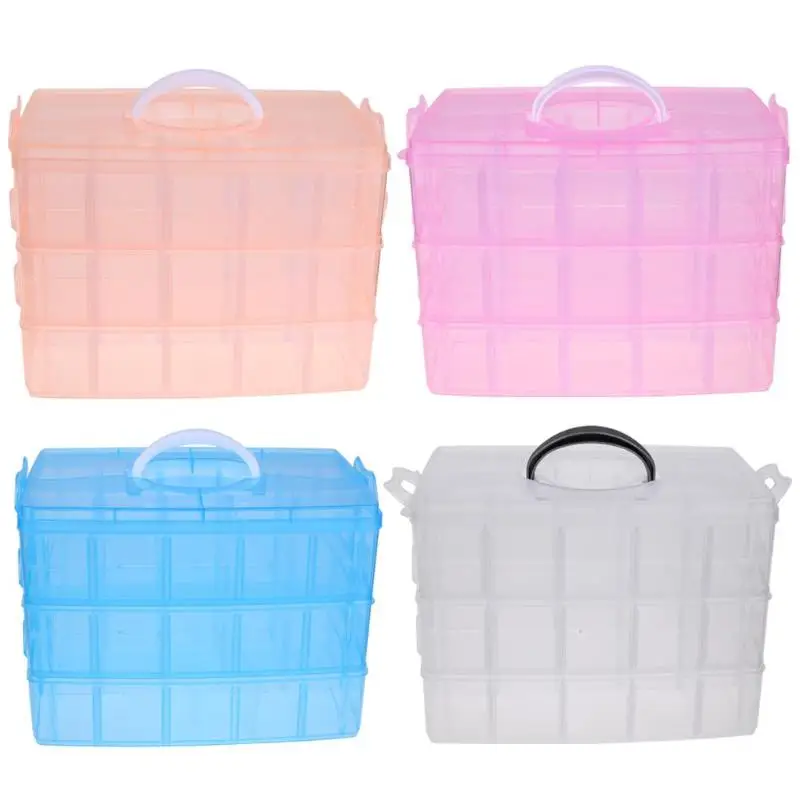 

Large Size Plastic Handheld Cosmetic Jewelry Nail Art Rhinestone Drill Organizer Box Manicure Diamond Storage Box Multi Layer