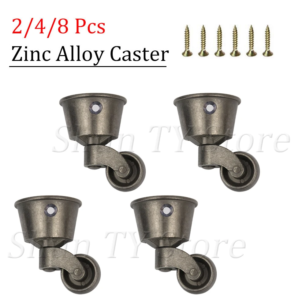 

1/2/4/8 Pcs Swivel Caster Wheels, Zinc Alloy Round Cup Furniture Legs Universal Wheels, For Sofa Chair Cabinet, with Screws