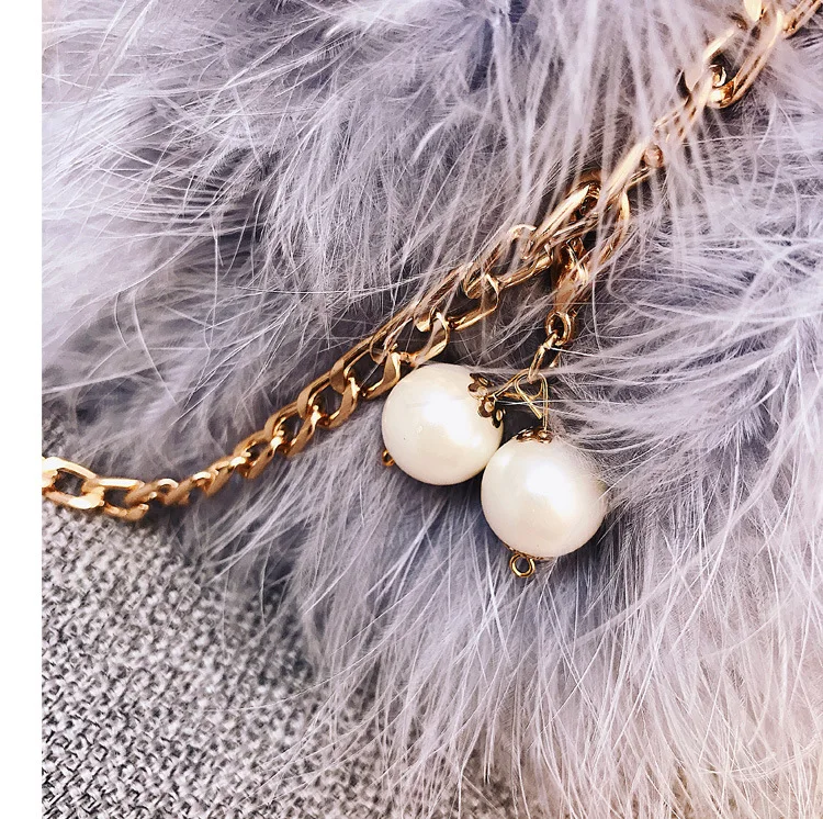 Luxury Designer Fur Purse Women Ostrich Feathers Evening Party Bag Famous Brand Handbag Fall Winter Party Day Cluthes Drop Ship