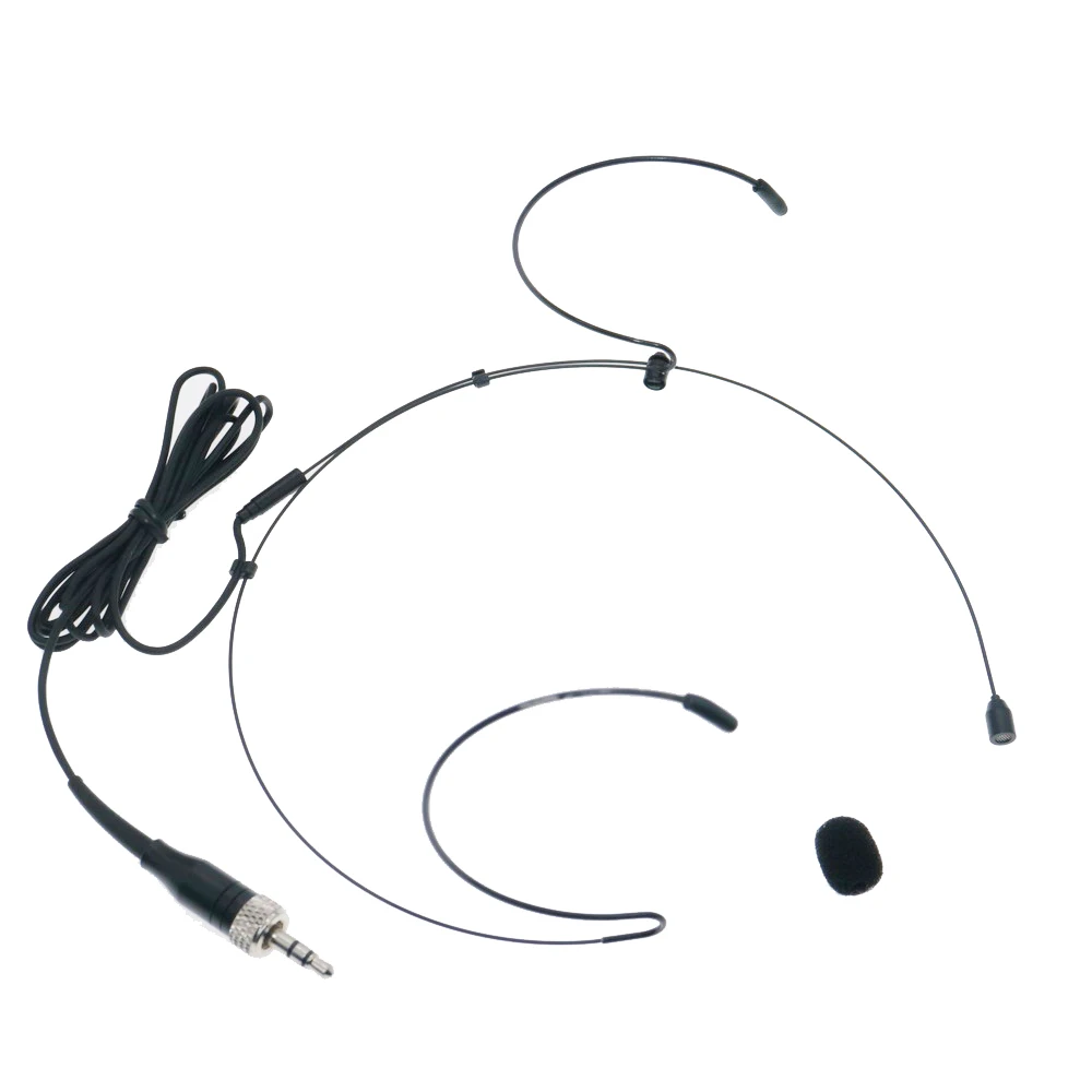 Black Sing Speech Karaoke Recording Headset Microphone For Sennheiser Wireless BodyPack Transmitter 3.5mm Lock Plug