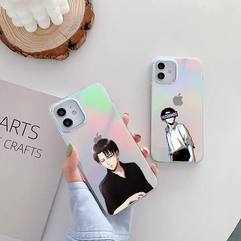 

Attack on titan anime Phone Case for iPhone huawei P 7 8 9 11 12 10 30 40 S X XS XR MINI Pro Max Plus laser Transparent Glitter
