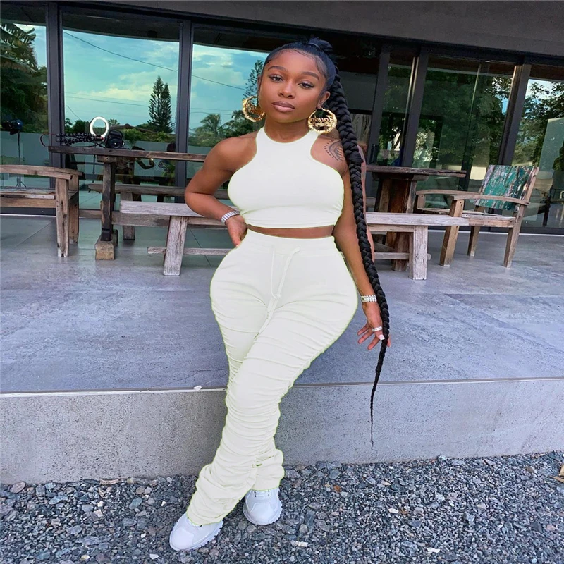 Женский плиссированный спортивный Модный повседневный костюм топ с коротким