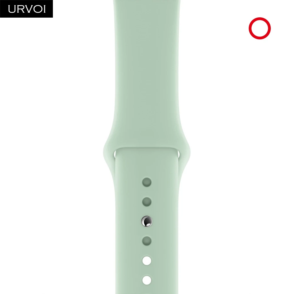 Спортивный ремешок URVOI для apple watch series 5, 4, 3, 2, 1, с застежкой-шпилькой и застежкой, силиконовый ремешок для iWatch, замена, сосна, зеленый - Цвет ремешка: Beryl