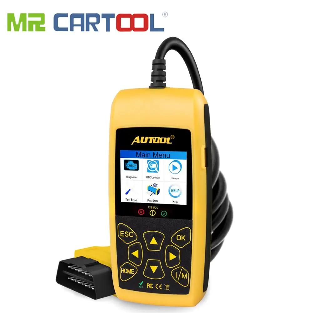MR CARTOOL CS520 OBD2 сканер многоязычный автомобильный код считыватель данных в режиме реального времени автомобильный диагностический инструмент