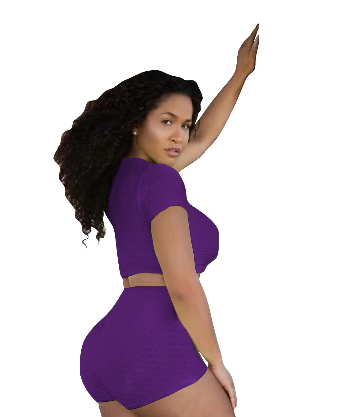 

Summer Women Confortable Casual Tracksuits Sexy Girls Short Sleeves T Shirt + Shorts Plaid Breathable Fabric Shorts 2PCS