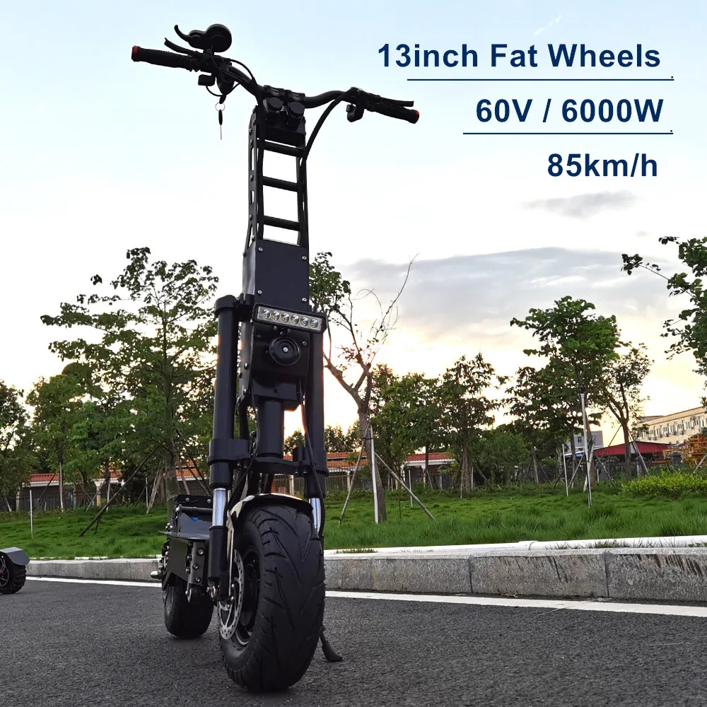 Günstig FLJ 13 Zoll Fett Rad E Roller Mit 90-150kms 6000W Palette Dual Motor Stick Großen Rad Roller 40Ah 50AH Batterie Heißer Verkauf E Bike