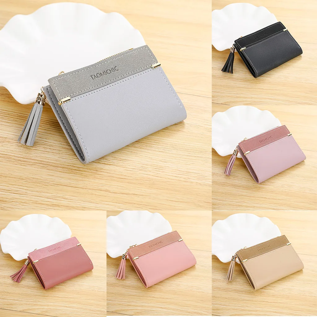 Женский кошелек с кисточкой 2020 маленький симпатичный женские короткие кожаные