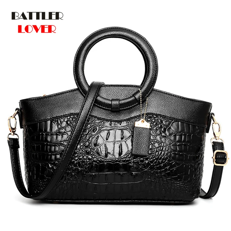 

Luxury Handbags for Women 2021 Fashion Designer Crocodile Leather Shoulder Bag Ladies Party Totes Female Big Flaps Sac A Main