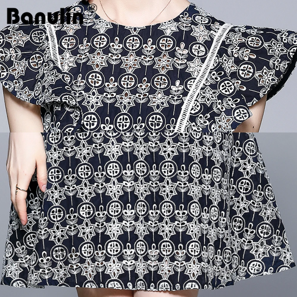 

High Quality Runway Lace Dress 2021 Summer Women Short Sleeve O-Neck Hollow Out Crochet Slim Prom Office Party Short Dress
