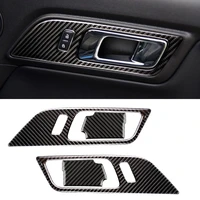 for ford mustang 2015 2016 2017 2pcs carbon fiber interior door panel door bowl decor cover sticker trim