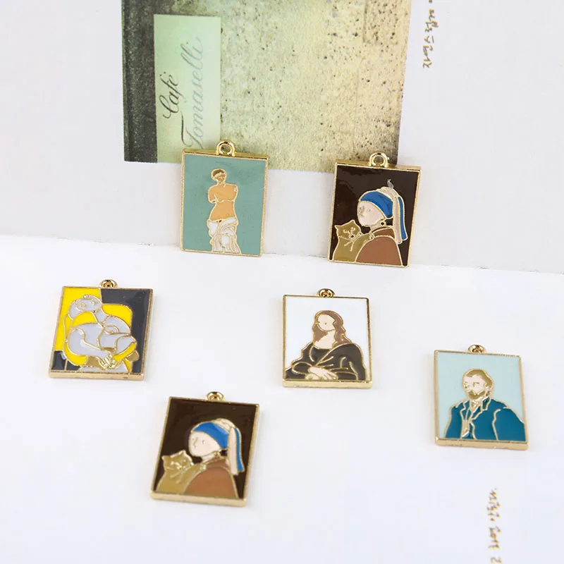 4 шт Ретро Восточное Искусство Живопись рельефные персонажи массивные серьги для