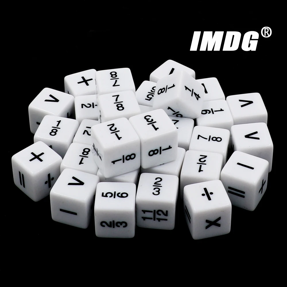 10pcs/Pack Acrylic Fraction Dice Symbol Auxiliary Teaching Tool Add Subtract Multiply Divide Mathematical Arithmetic Cube