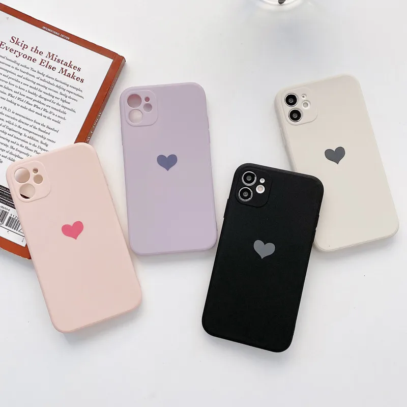colorful love heart phone case for iphone 11 12 13 pro max 13 mini x xr xs max 7 8 plus candy color soft tpu silicone back cover free global shipping