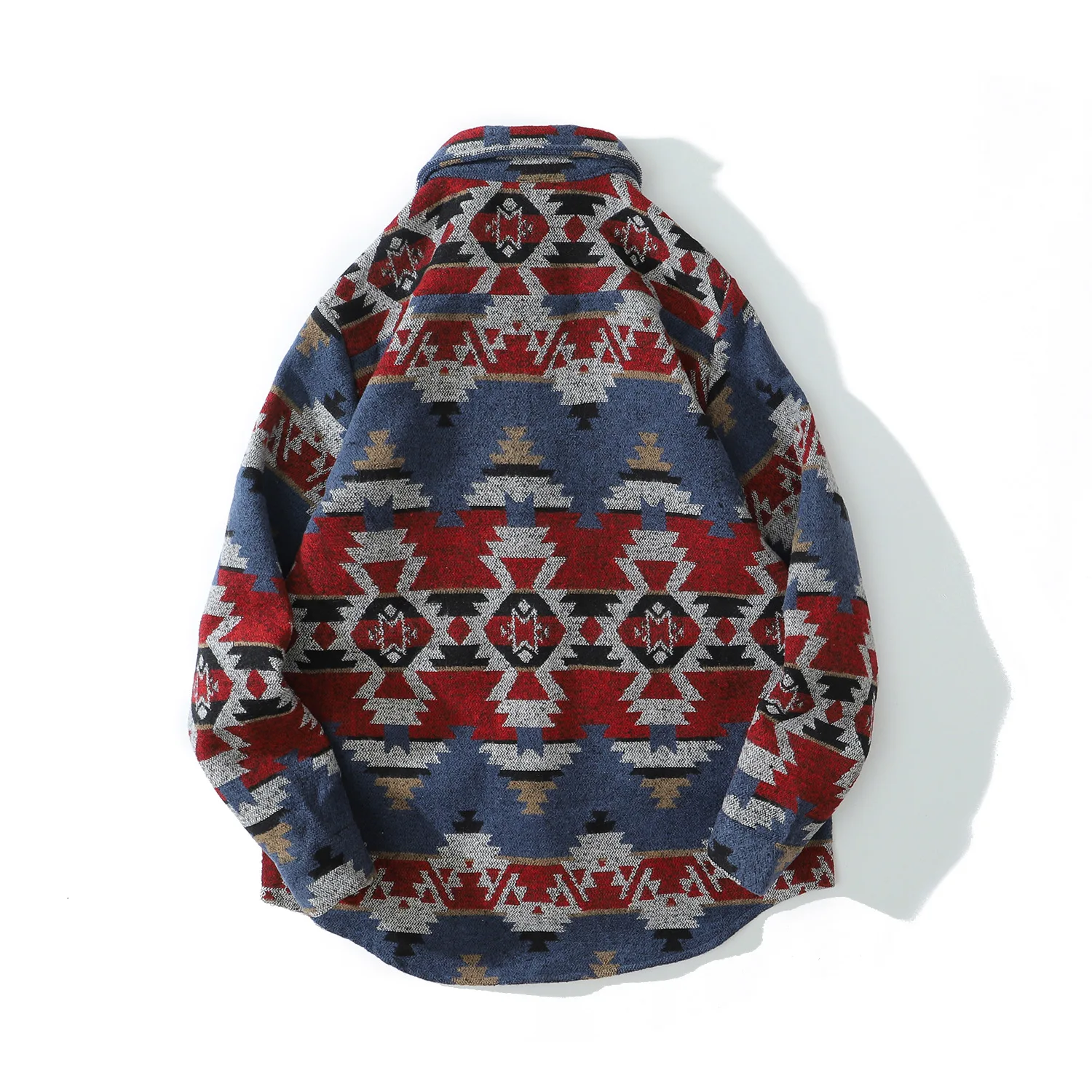 

Thick Winter Casual Shirts Men Geometry Pattern Color Block Patchwork Shirt Coats Streetwear Hip Hop Harajuku Long Sleeve Shirts