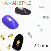 goldsilver pineapple nail art metal decorations hawaii charms accessoires ananas pistol nail design summer fruit