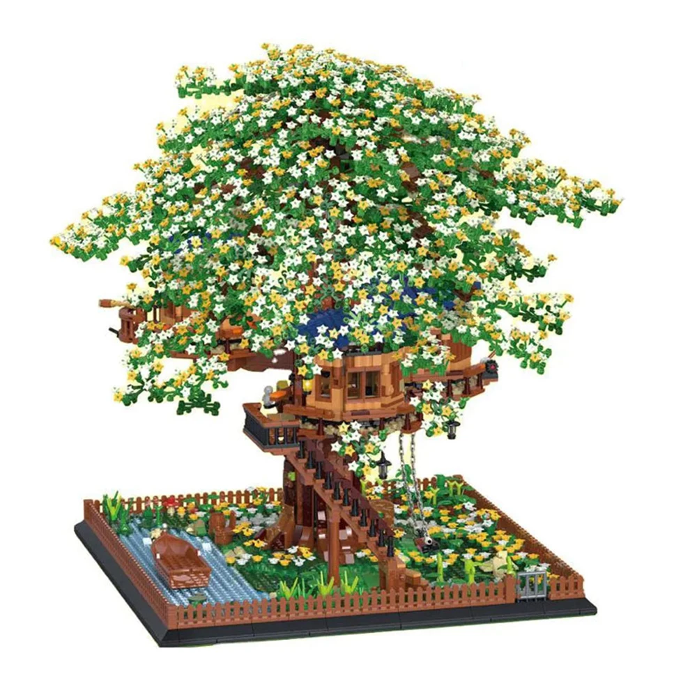 

Ideas City Street Series MOC Forest Tree House Luminous Sakura Model Architecture Building Blocks Kid Birthday Christmas Toys