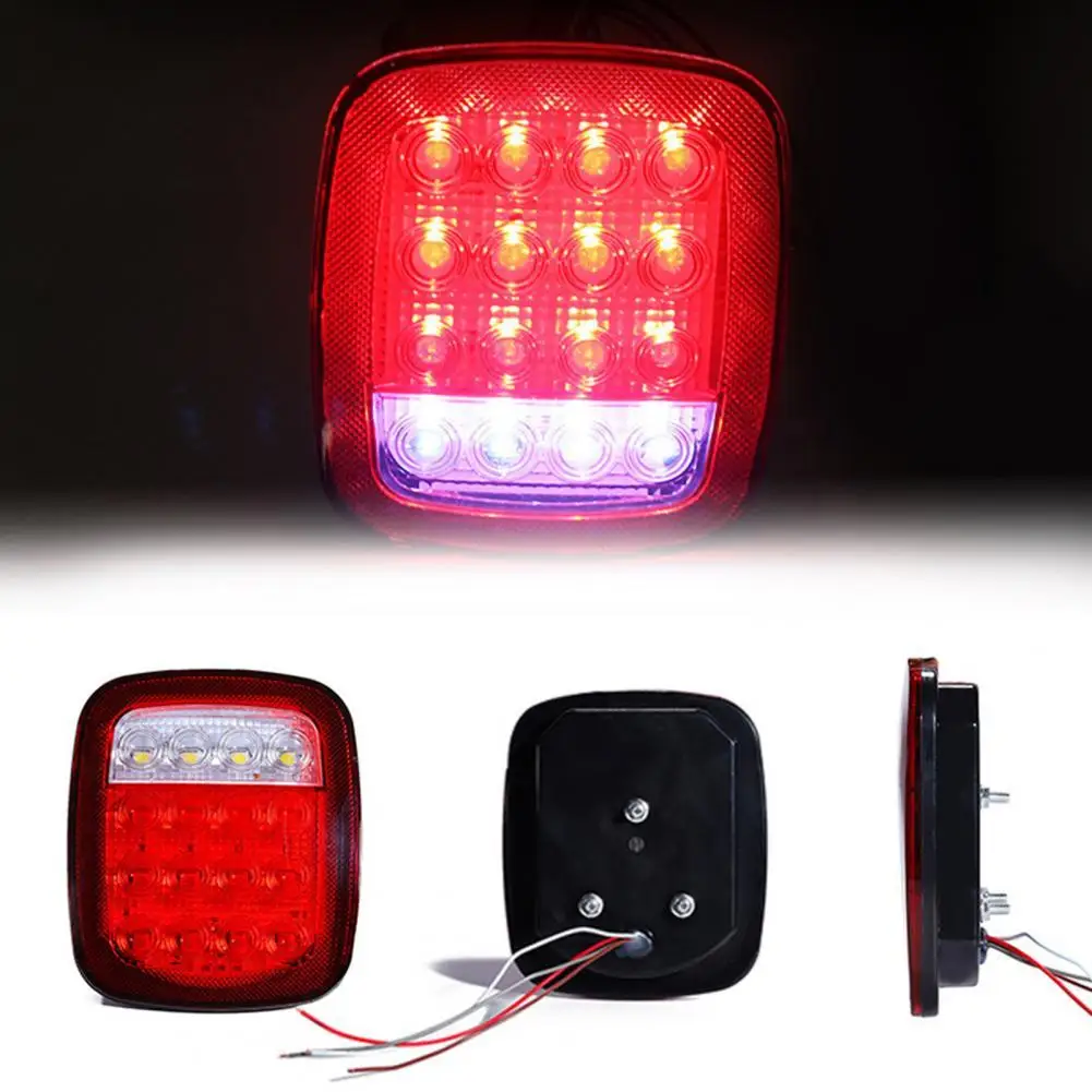 

2Pcs HL-I-021 16 LED Truck Trailer Stop Turn Signal Two Color Back Up Tail Light