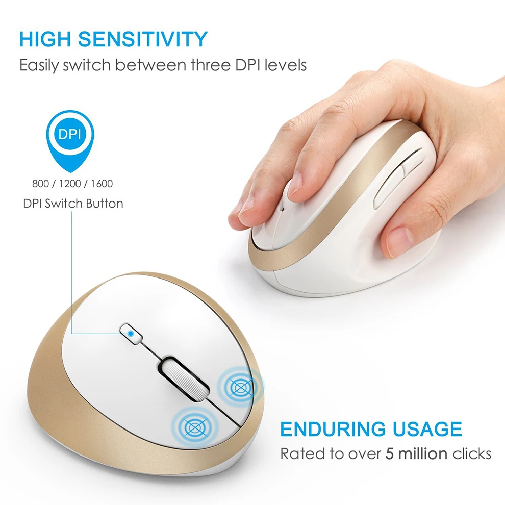 Jelly Comb Ergonomic Wireless Mouse For PC TV Laptop Ajustable DPI 2.4G Wireless Vertical Mouse Computer Office Optical Mice