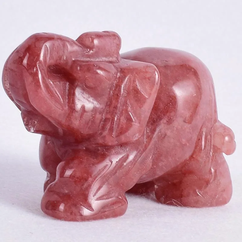 Strawberry Quartz 2 дюймов нефрита хрустальные фигурки слонов ремесло ручной резной натуральный камень мини статуя животного для декора Чакра Исцеление - Цвет: Strawberry Quartz